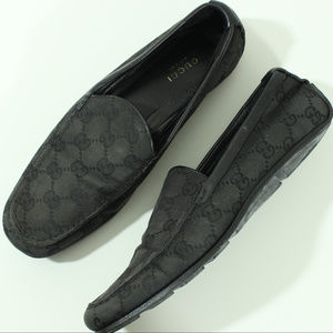 black canvas loafers